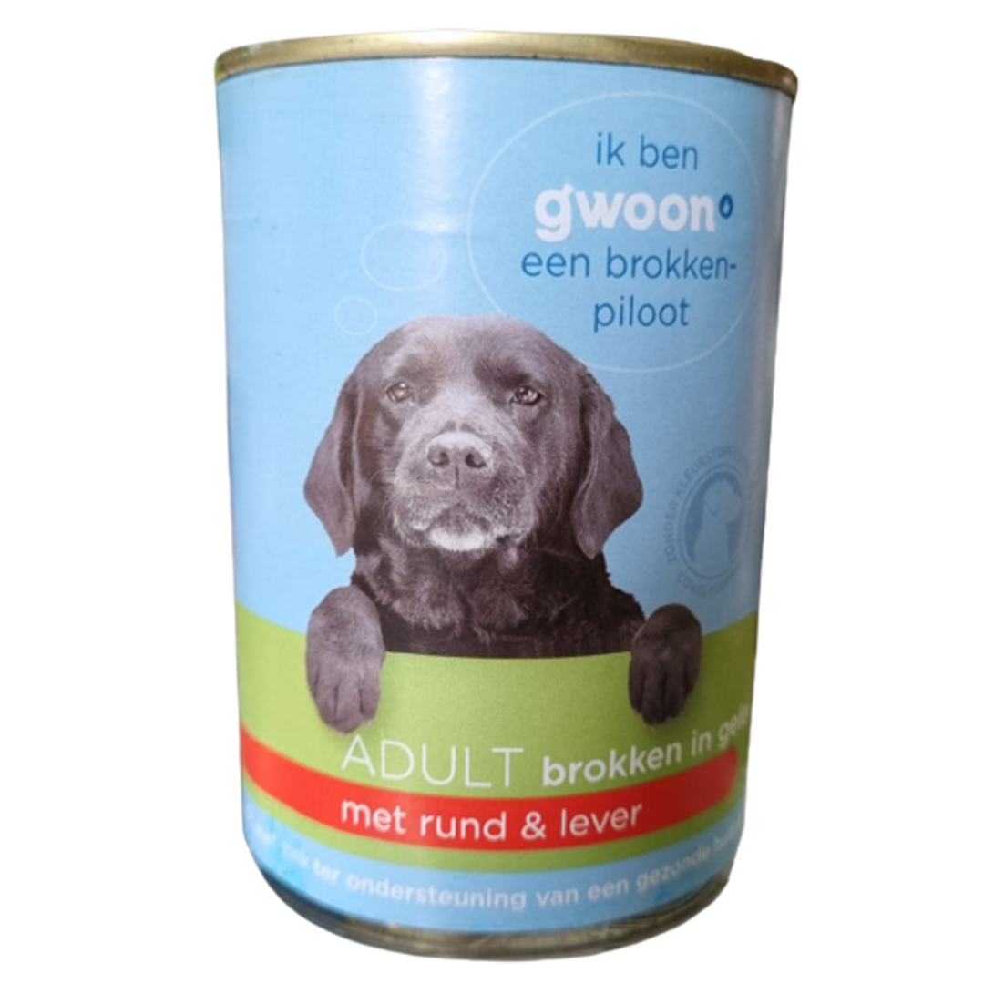Gwoon volwassen brokken met rund en leversmaak